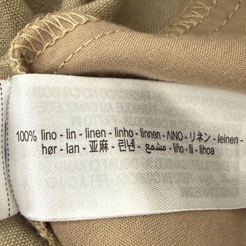 Zara Linen Wide Leg Pants Small Tan High Rise Minimalist Summer Coastal - Picture 7 of 7